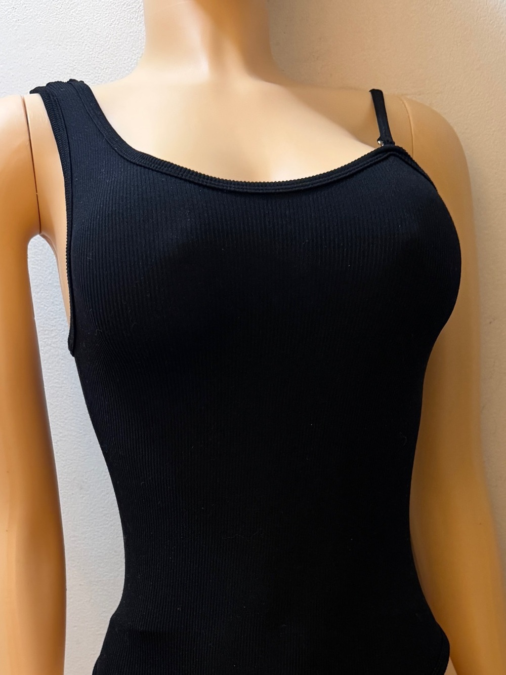Sleek Black One-Shoulder Bodysuit from Suzette Collection S/M